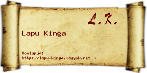 Lapu Kinga névjegykártya